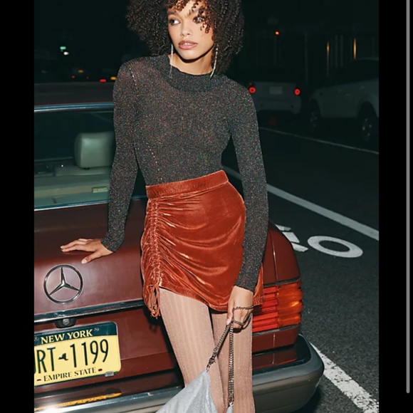 Free People Dresses & Skirts - FP Free People Winter Vivienne velvet velour brown rust orange Mini skirt